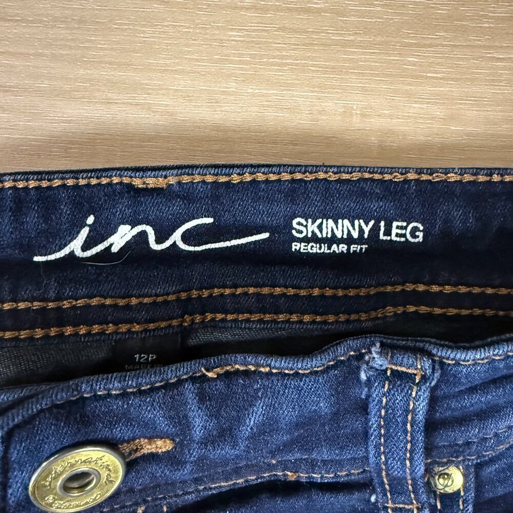INC International Concepts Dark Wash Skinny Leg Jeans | Size 12 Petite - Picture 5 of 7